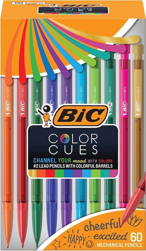 BIC Color Cues Mechanical Pencil Set (MPUA60-AST), 60-Count Pack, Black, Fun Color Pencils for School