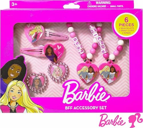 LUV HER Barbie Accessories for Girls 6 Piece Toy Jewelry Box Set with 2 Rings