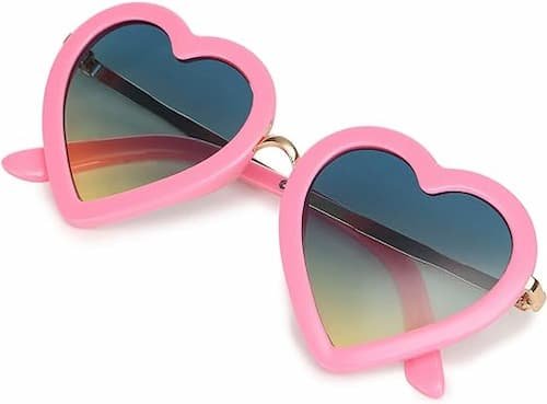 mibasies Kids Heart Shaped Sunglasses for Toddler Girls Age 3-10, UV 400